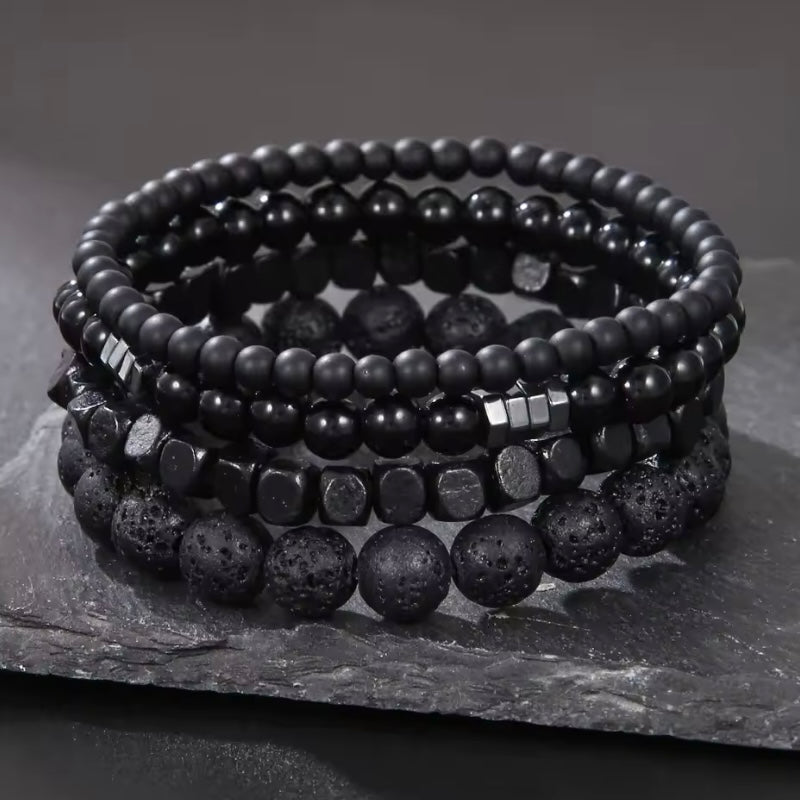 StoneFlex™ 4-Lagen Vulkanische Steen Armband