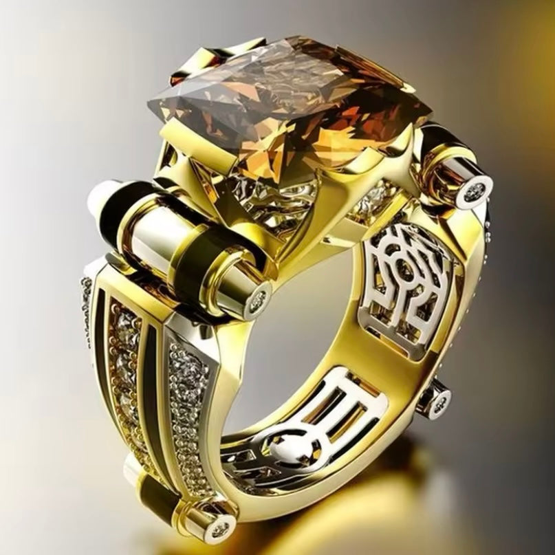 Vintage Gothic Herenring - Stijlvolle RVS Fidget Ring in Goudkleur