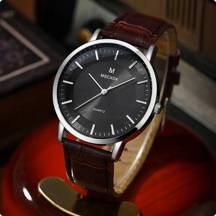 Montre à quartz EleganceWatch™ avec bracelet en cuir