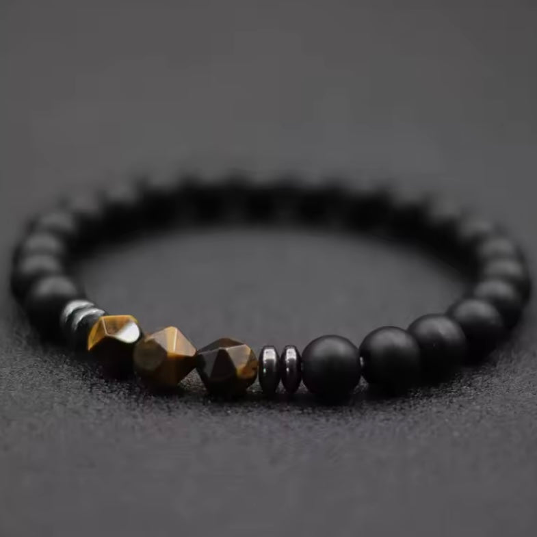 Zwart GlassBeads Armband Onregelmatige Natuurlijke Tijgerogen Sodaliet Kralen Armband