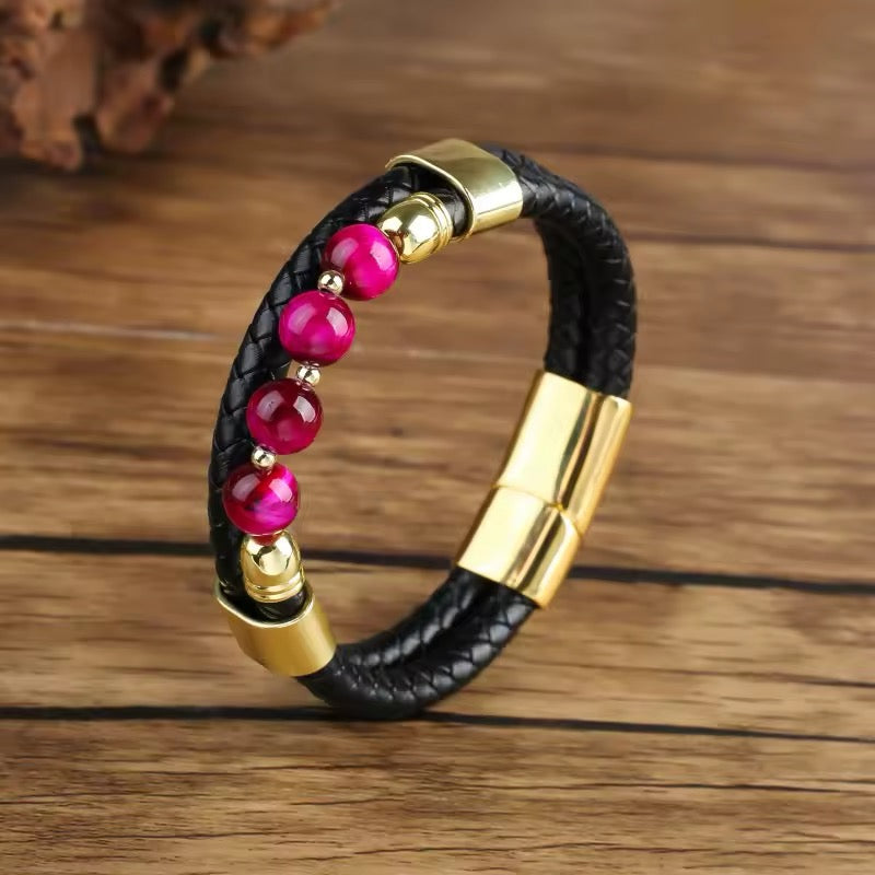 Feng Yue Punk Stijl Armband met Natuursteen Kralen