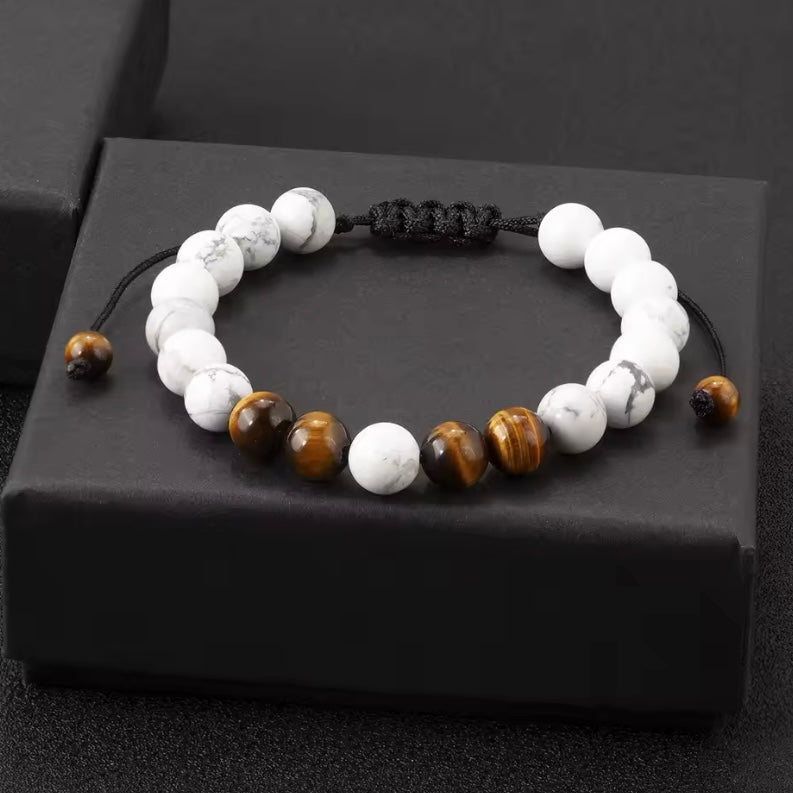 Verstelbare Armband met 8mm Natuurlijke Kralen – Luxe Tijgeroog Steen Sieraden