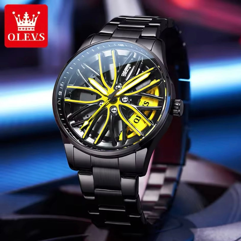 Luxe Rotary Sport Horloge met Roterende Wiel Wijzerplaat