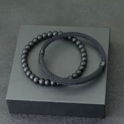 Verstelbare Heren Armband Set – Geluksarmband & Stijlvol Design