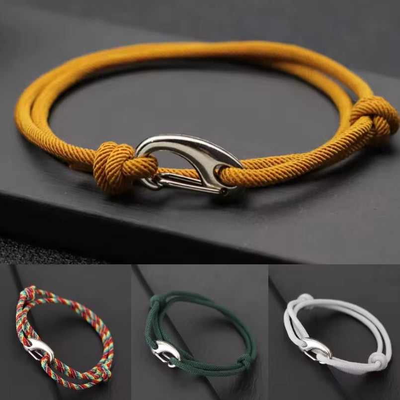 Dubbellaagse nautische touwarmband – verstelbare 3mm dunne maritieme stringarmband voor mannen en vrouwen