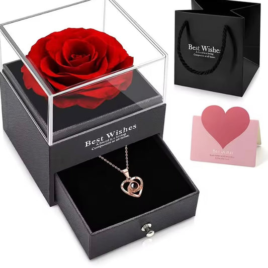 Eeuwige Roos Hart Ketting met | I Love