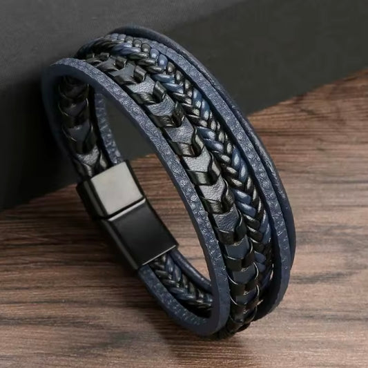 Lederen Herenarmband Klassiek – Handgeweven Meerdere Lagen, Accessoire voor Stijlvolle Mannen