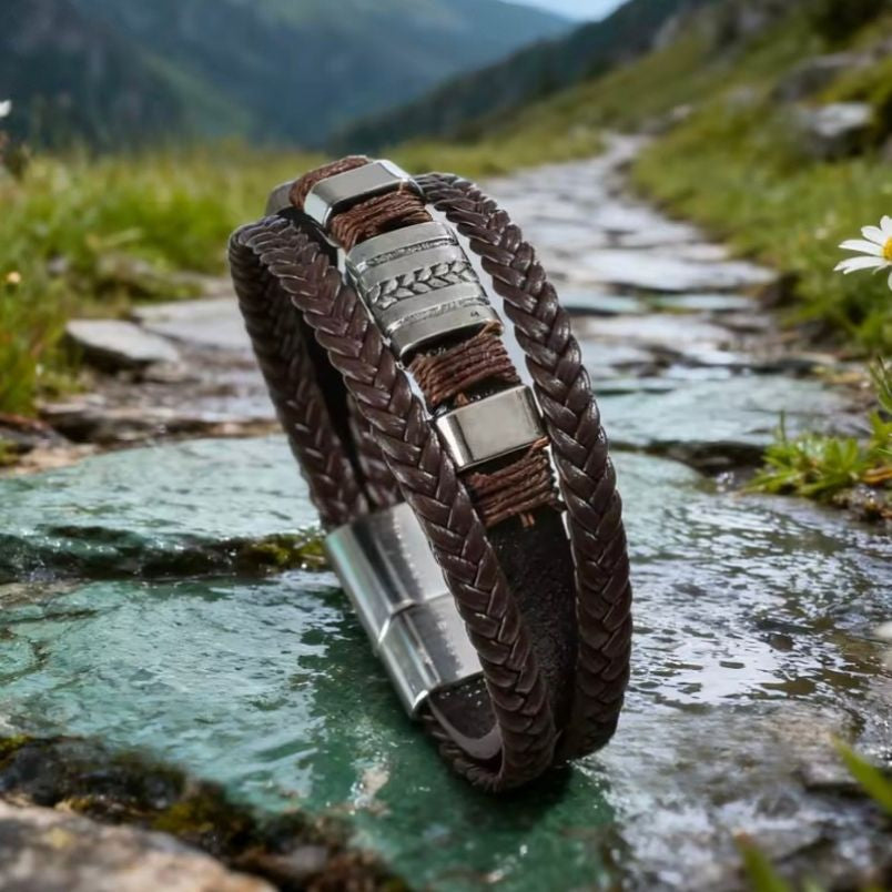 Geweven PU-leer, armband in retro-stijl