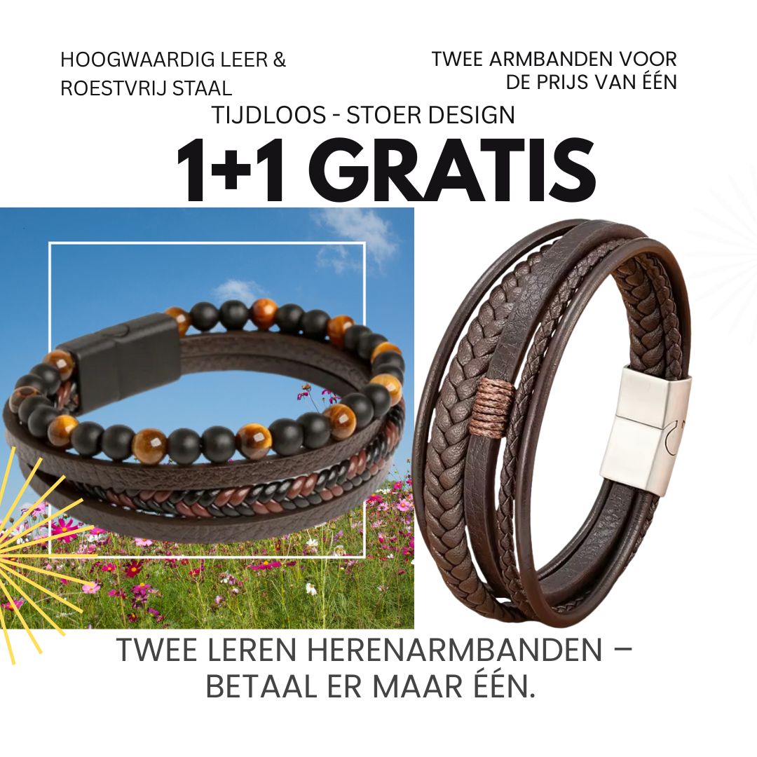 Leren Herenarmband Duo – Harmony | 1+1 Gratis Actie bij HeWear