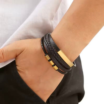 Lederen Herenarmband – Handgeweven Meerdere Lagen, Fashion voor Stijlvolle Mannen