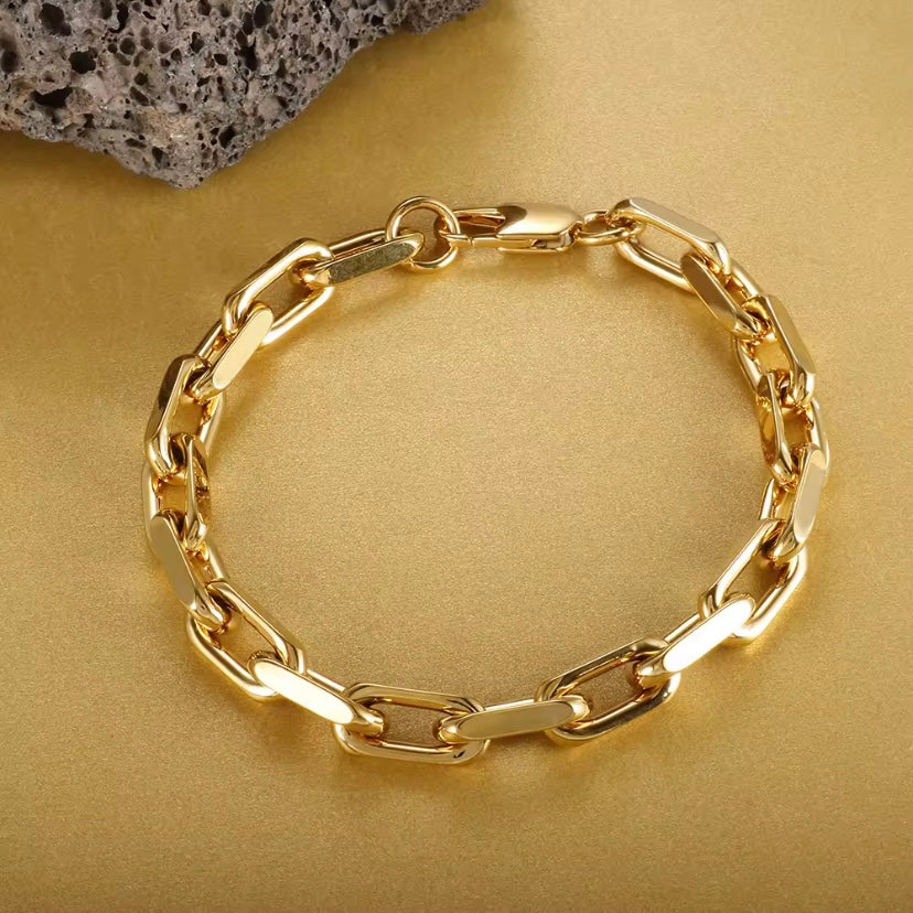 Goudkleurige Hiphop Ketting en Armband voor Vrouwen – Stoer en Trendy