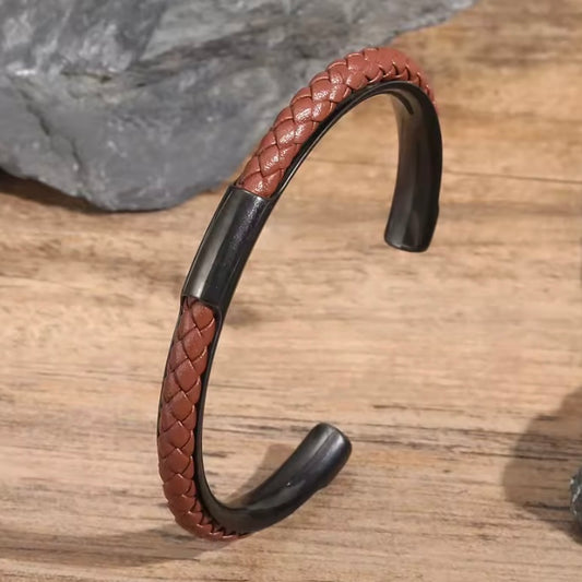 Roestvrijstalen Manchet met Zacht PU-Leren Inzetstuk