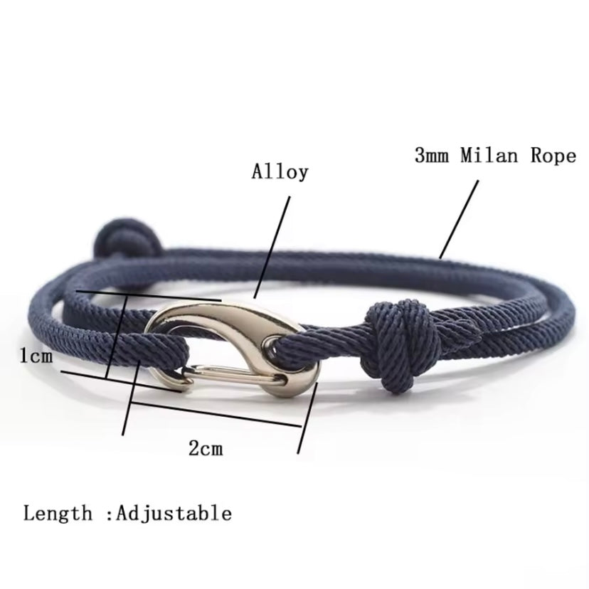 Dubbellaagse nautische touwarmband – verstelbare 3mm dunne maritieme stringarmband voor mannen en vrouwen