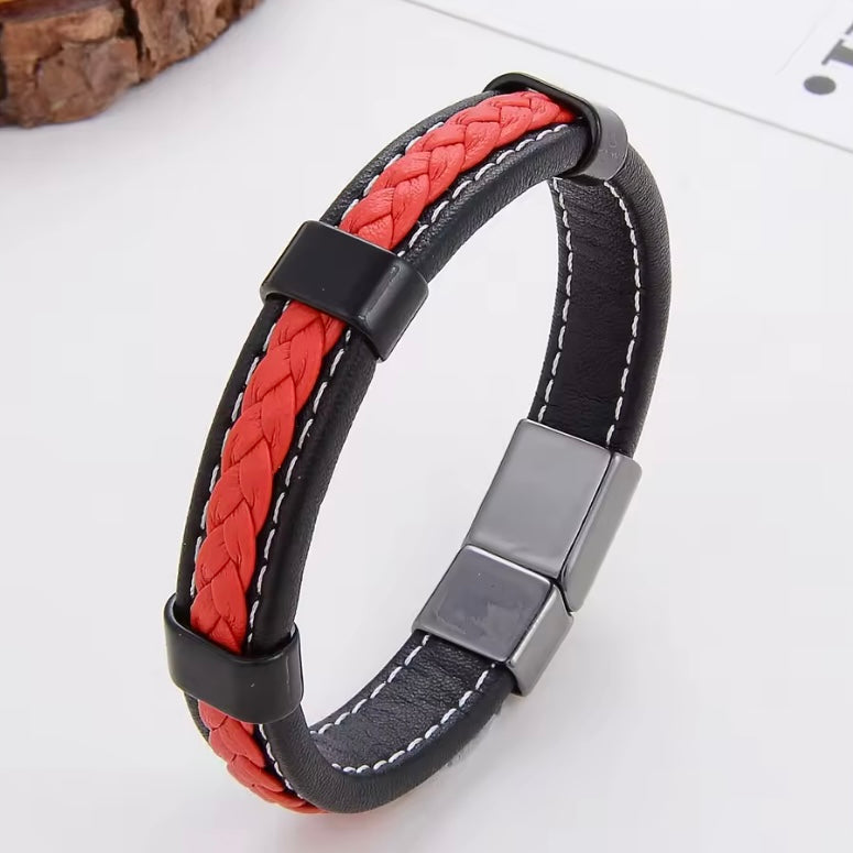 Klassieke Gevlochten Leren Armband – Unisex Design met Zinklegering Metaal | Sieraad voor Dames & Heren