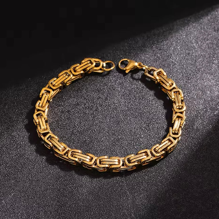 Stijlvolle 316L RVS Armband – Goudkleurig Chain Link Design - Byzantijnse Schakel Ketting