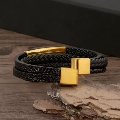 Lederen Herenarmband – Handgeweven Meerdere Lagen, Fashion voor Stijlvolle Mannen