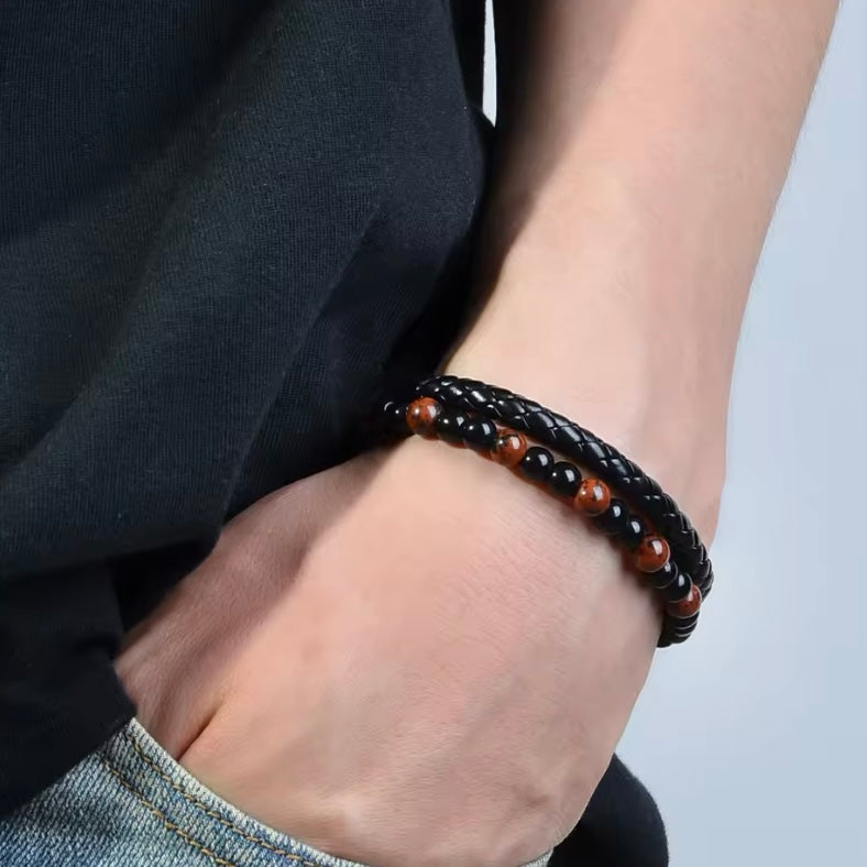 Tijgeroog & Lavasteen Armband – Stijlvol en Duurzaam