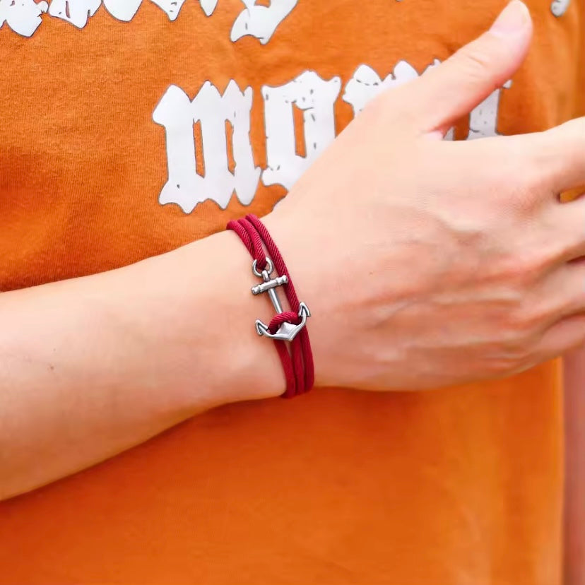 Minimalistische verstelbare herenarmband – handgemaakte nautische armband van 3 mm dun maritiem touw met roestvrijstalen details