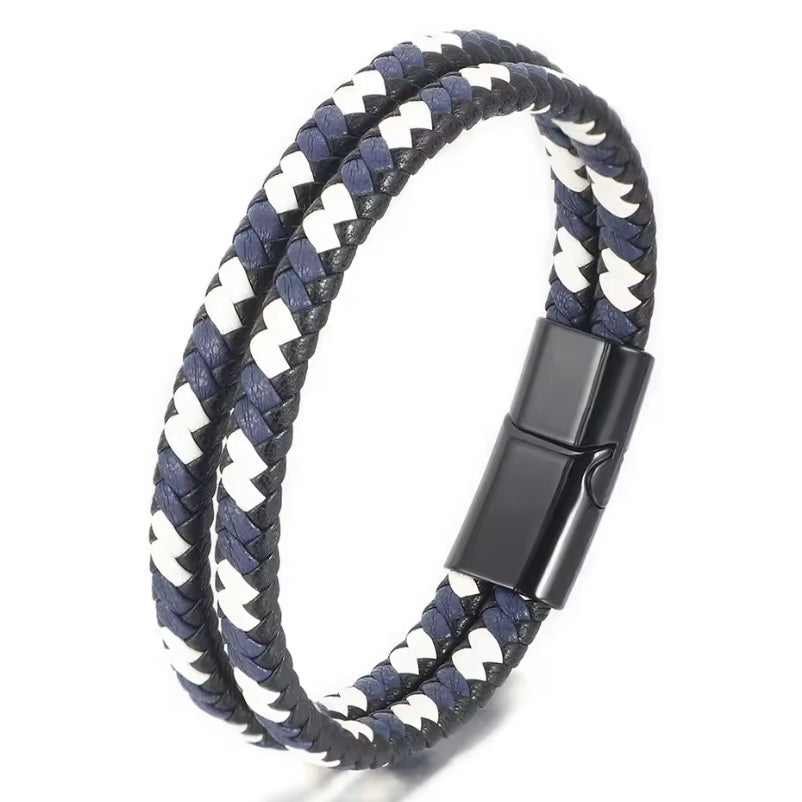 Vintage Handgemaakte Gemengde Kleur Geweven Lederen Armband | Zinklegering Magnetische Gesp