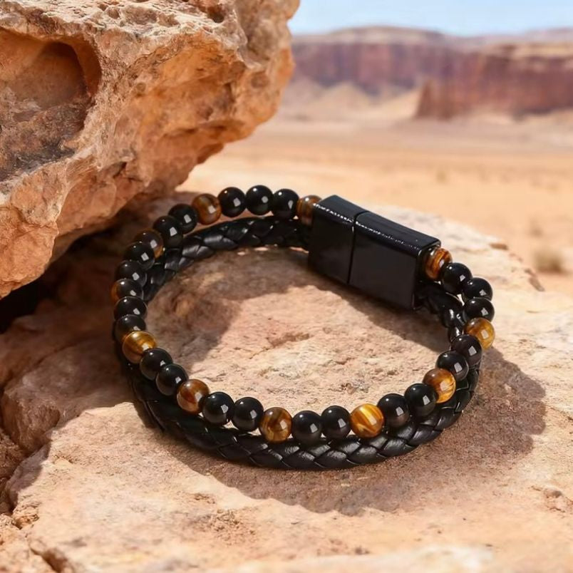 Herenarmband met edelsteenkralen