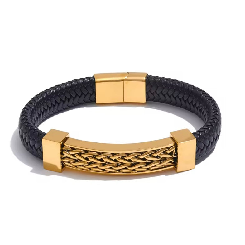 Brother® 70 mm RVS Leren Schakelarmband