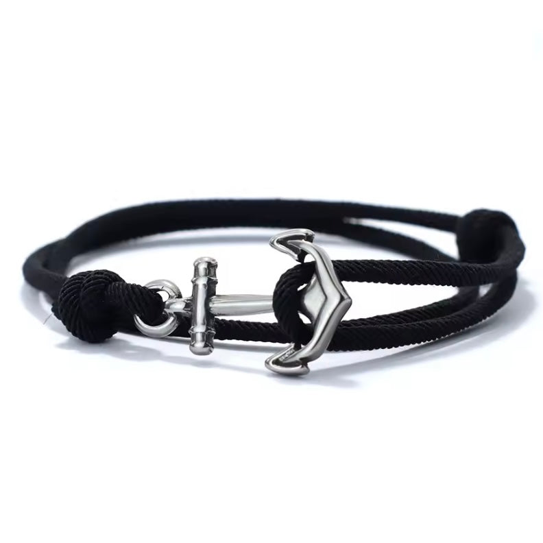 Minimalistische verstelbare herenarmband – handgemaakte nautische armband van 3 mm dun maritiem touw met roestvrijstalen details