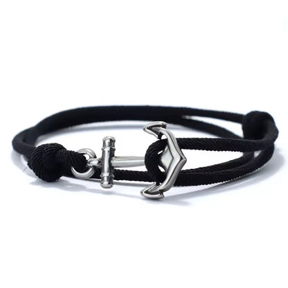 Minimalistische verstelbare herenarmband – handgemaakte nautische armband van 3 mm dun maritiem touw met roestvrijstalen details