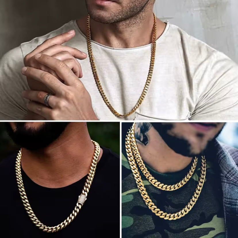 316L roestvrijstalen Miami link ketting, lengte 55–71 cm