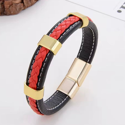 Klassieke Gevlochten Leren Armband – Unisex Design met Zinklegering Metaal | Sieraad voor Dames & Heren