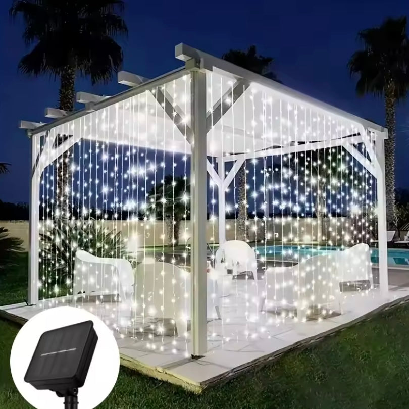 Solar Gordijn Licht Outdoor – Zonne-energie – Lichtslinger voor Tuin (Tijdelijk aanbieding)