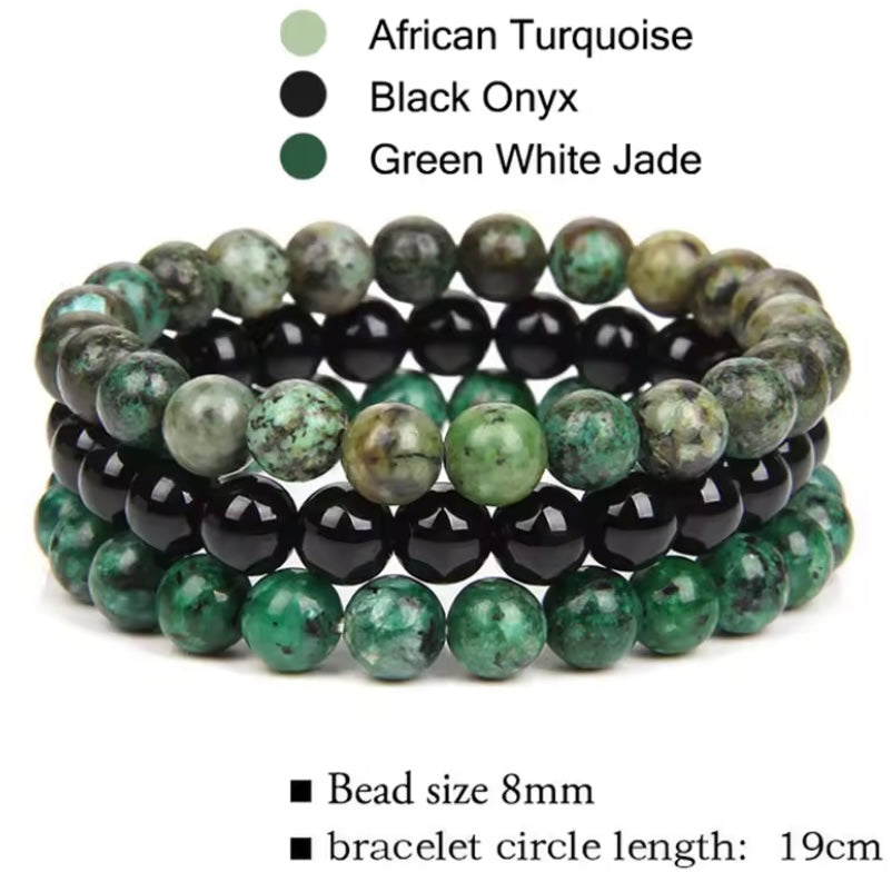 3 Stuks Natuursteen Armband 8Mm