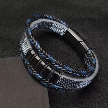 PU-leren herenarmband, handgemaakt met moed- en stressbeschermingsarmband