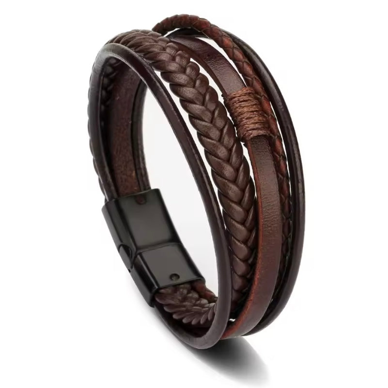 Stoere Lederen Armbanden – Roestvrij Staal & Gevlochten Design | Perfect Cadeau voor Mannen