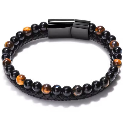 The Element™ – Herenarmband van Natuursteen, Leer & Vulkanische Kralen