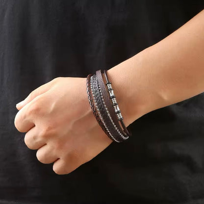 Klassieke Eenvoudige Stijl Heren Handgeweven Lederen Armband | Hoge Kwaliteit Metalen Gesp