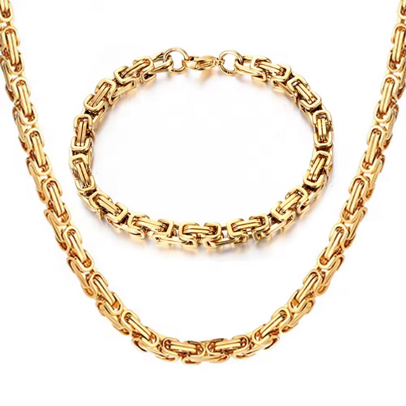 Goud Kleur Rvs 4mm Byzantijnse Link Chain Armbanden Ketting