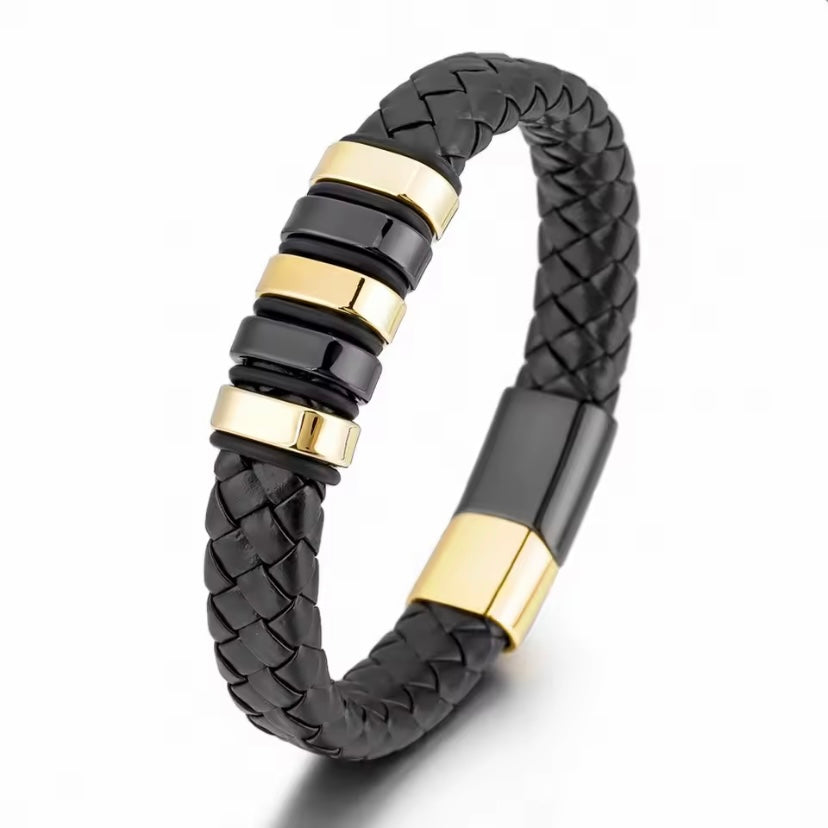 Rex – Zwarte Lederen Armband