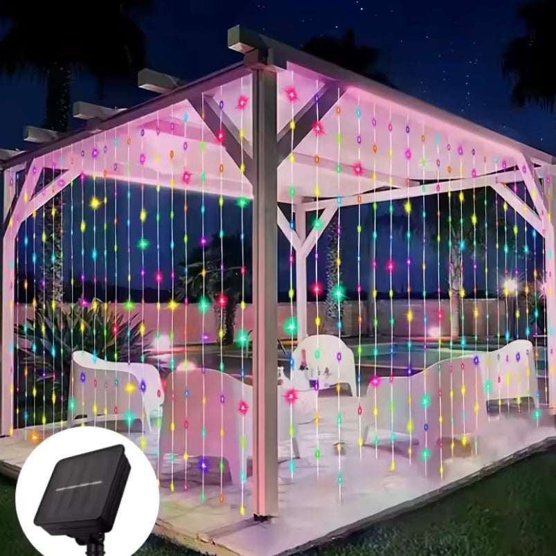 Solar Gordijn Licht Outdoor – Zonne-energie – Lichtslinger voor Tuin (Tijdelijk aanbieding)