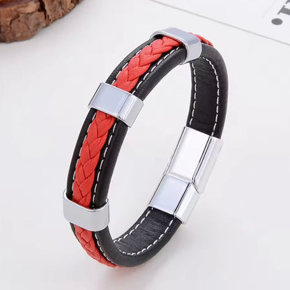 Klassieke Gevlochten Leren Armband – Unisex Design met Zinklegering Metaal | Sieraad voor Dames & Heren