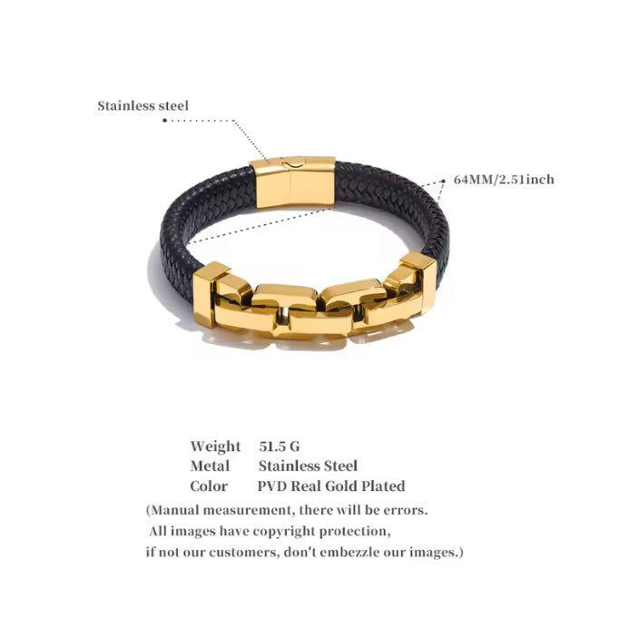 Luxe 18K PVD Vergulde Herenarmband – Handgemaakt