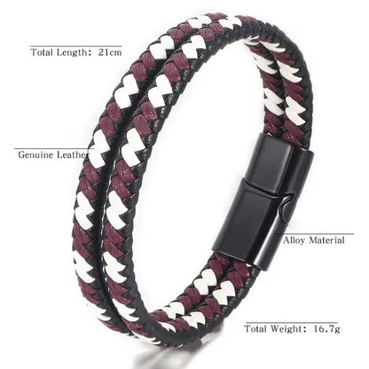 Vintage Handgemaakte Gemengde Kleur Geweven Lederen Armband | Zinklegering Magnetische Gesp