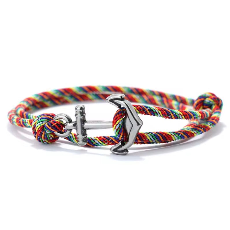 Minimalistische verstelbare herenarmband – handgemaakte nautische armband van 3 mm dun maritiem touw met roestvrijstalen details