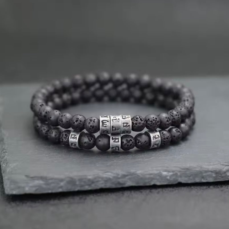 Heren Handgemaakte Kralen Armbanden Lava