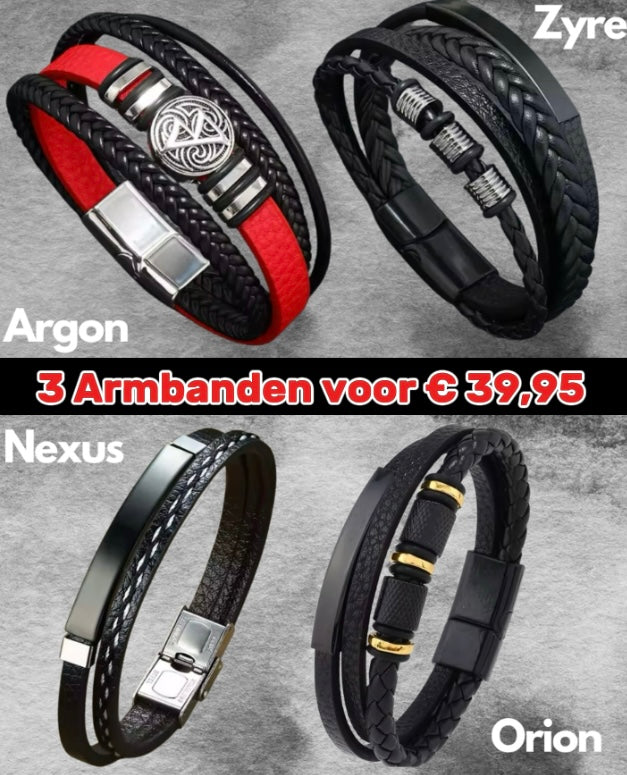  Heren Handgeweven Lederen Armband | Hoge Kwaliteit