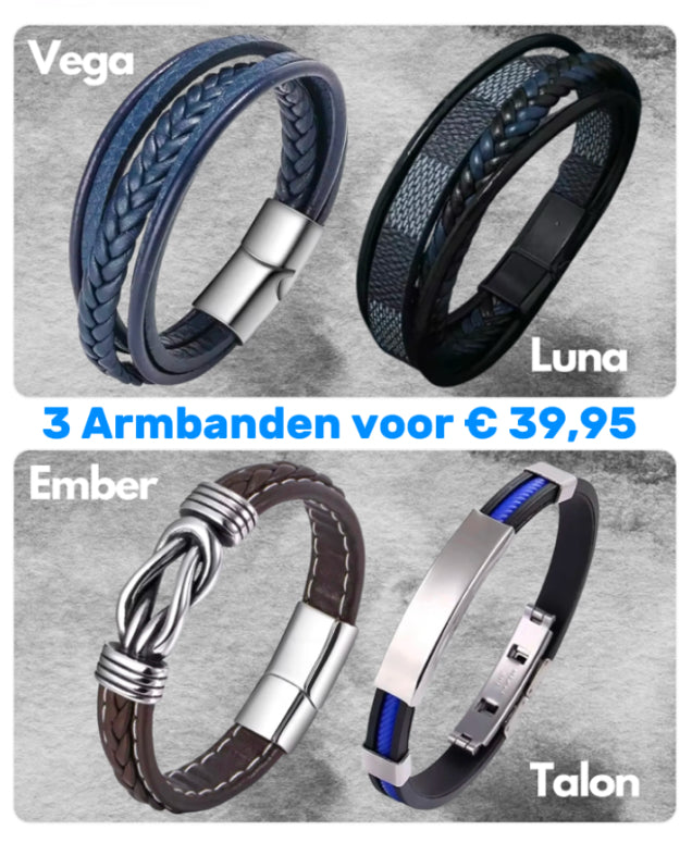  Heren Handgeweven Lederen Armband | Hoge Kwaliteit