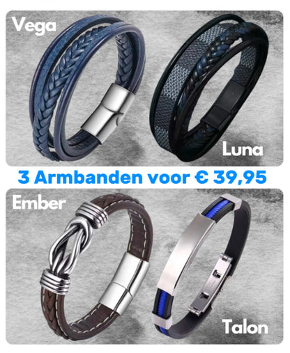  Heren Handgeweven Lederen Armband | Hoge Kwaliteit